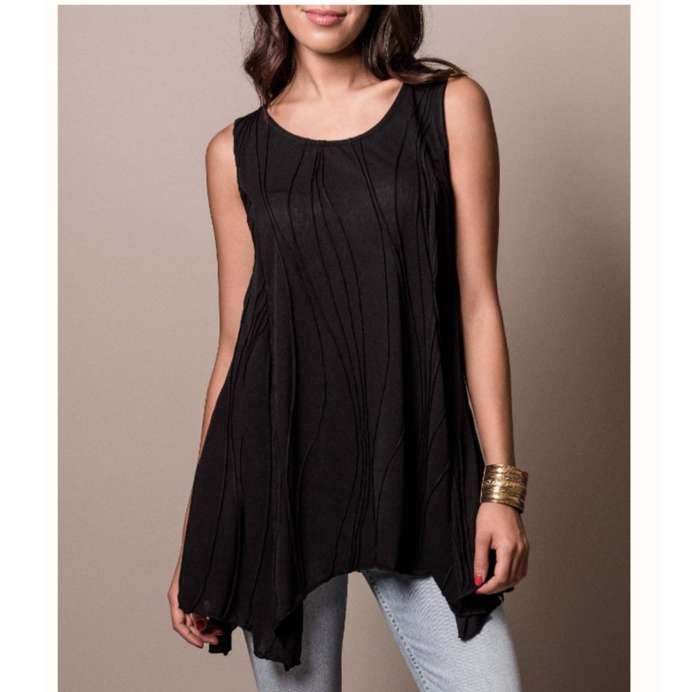 Windhorse Jaya Sleeveless Tunic Curved Hem Top Women's Size S/M